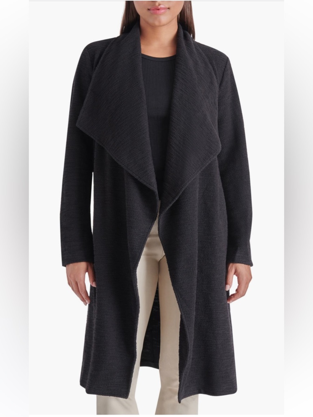 Steve Madden Black Open-Front Long Cardigan Sweater - Women XL NWT